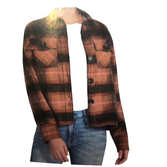 NWT BB Dakota by Steve Madden Boxy Shacket Sz XXL Brown Pink Great for Layering! - Picture 2 of 9